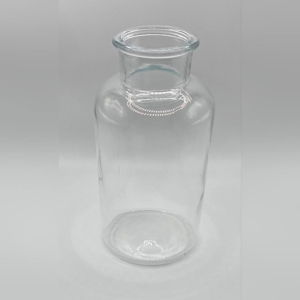 Pressed Chunky Clear Glass Vase 8"